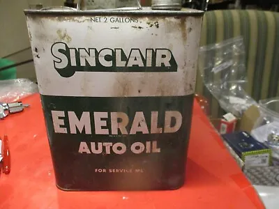 SINCLAIR- VINTAGE-Emerald Auto Oil -2 Gallon Metal Can-SAE20-20W--New York. • $38.95