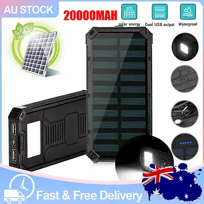 $17.98 • Buy 20000MAH Portable Solar Panel 2USB LED External Battery Power Bank Pack Charger