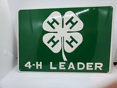 Vintage 4-H Leader Sign Embossed Tin Metal Clover Logo Farm EUC • $80