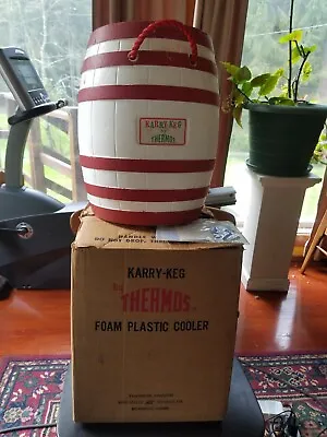 Karry-Keg By Thermos Vintage Styrofoam Barrel Shaped Cooler In Original Box • $24.99