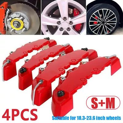 $23.47 • Buy 4pc Red 3D Style Front+Rear Car Disc Brake Caliper Cover Brake Accessories Parts