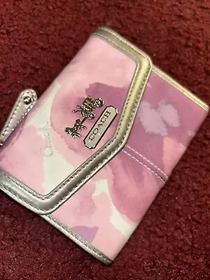 Coach Madison Floral Pattern Pink Watercolor Wallet Very Hard To Find  • $85
