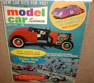 Model Car Science Aug 1964 Magazine Table Top Slot Car Racing Section Original • $19.99