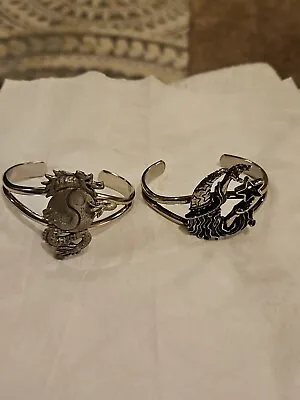 Vintage Silver Tone Wizard And Dragon Bracelets • $14.99