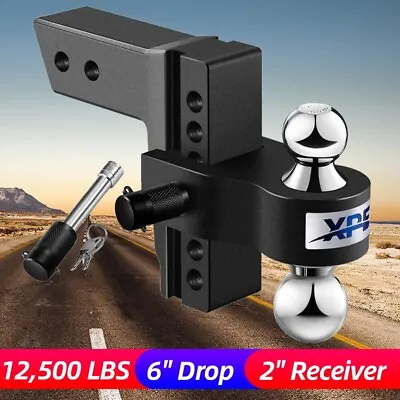 2'' Receiver 6'' Drop Rise Adjustable Trailer Hitch Dual Ball Drop Hitch W/Lock • $119.99