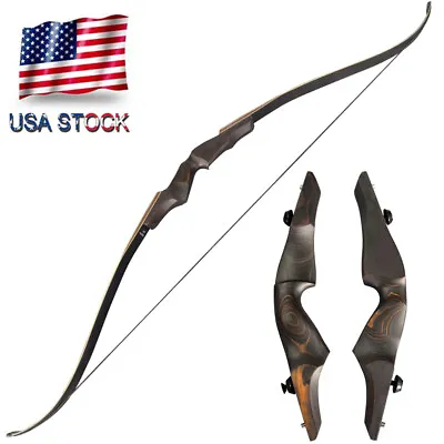 60  Takedown Recurve Bow 25-60lbs Wooden Riser Limbs Archery Hunting Shooting • $93.99