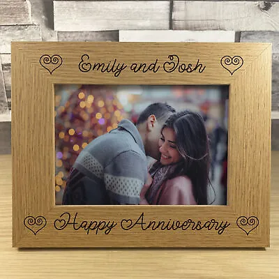 £7.99 • Buy Personalised Wooden Photo Frame Anniversary Wedding Gift For Husband Wife