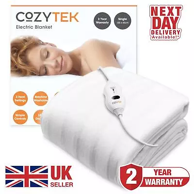 Single Electric Blanket Heated - 3 Heat Settings Machine Washable • £19.99
