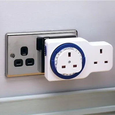 STATUS 24 Hour Segment Timer Light Switch White UK Plug Separate Socket • £9.41