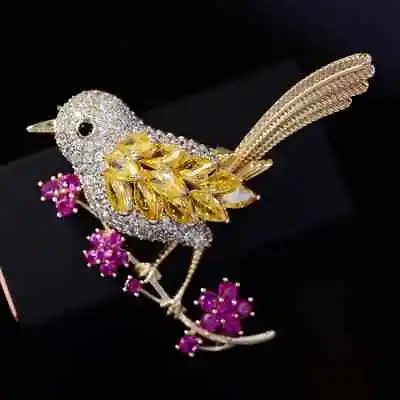 Adorable Animal Theme Brooch Inspirational Bird Shiny Zircon Tremendous Gift New • $16.98