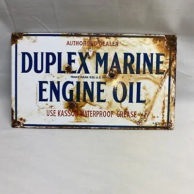 Duplex Marine Porcelain Vintage Style Sign Car Gas Truck Gasoline Oil • $77.99