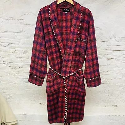 Vintage 50s(?) CORTELLI Mens Wool Red Black Plaid Leisure Robe Bath Robe Size 42 • $68.56