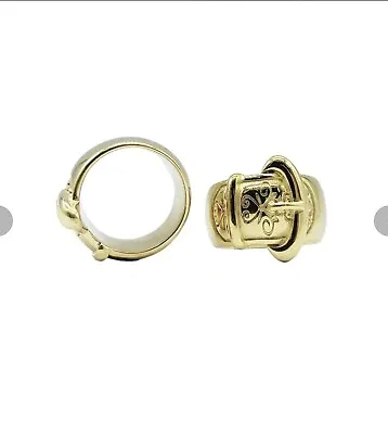 Buckle Ring  Chunky Stainless Steel 18k Gold Plated Heavy Metal Ring  No Tarnish • £29.99