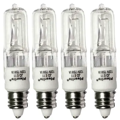 $12.49 • Buy 75w Halogen Light Bulbs T4 Jd E11 Mini-candelabra Base 120v Jd75/cl/e11 4 Pack