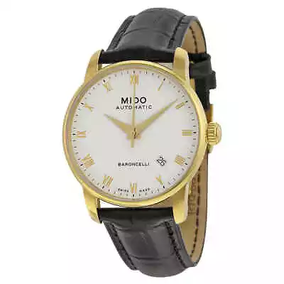 Mido Baroncelli II Automatic White Dial Black Leather Men's Watch M86003264 • $294.80