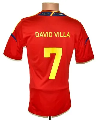 Spain National Team 2012/2013 Home Football Shirt Adidas S #7 David Villa • £26.99