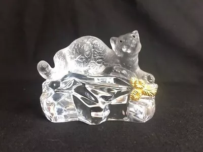 Igor Carl FABERGE Crystal Glass Leopard Cat Paperweight Figurine Signed Mint • $60