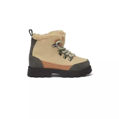 Zara Girls Toddler 9.5 Zip Up Sherpa Hiking Boots Cream Color Block High Top Sue • $25