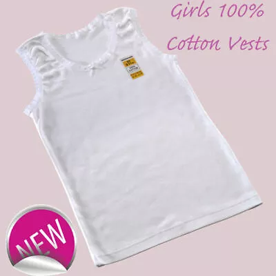 £4.45 • Buy 3 Packs Girls  100% SOFT COTTON VESTS 2 3 4 5 6 7 8 9 10 11 12 13 YRS