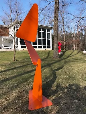 Rosu Trio Modern Abstract Steel Outdoor Simplistic Sculpture Orange/Lime Green • $6100