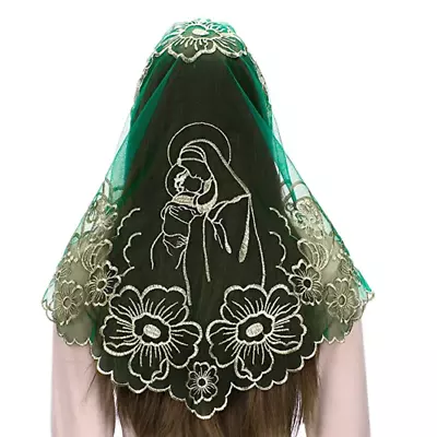 Embroidery  Traditioanl Triangle Scarf Black And White Christian Church Veils • £71.38
