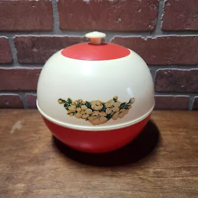 Vtg 1950s Burrite Cookie Jar Plastic Red Ivory Decal The Bouroughs Co. Bobber • $19.99