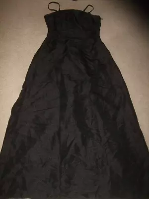 Vintage Retro 60s 70s 80s Black Taffeta Maxi Bustle Dress 10 12 Prom Ball • £9.99