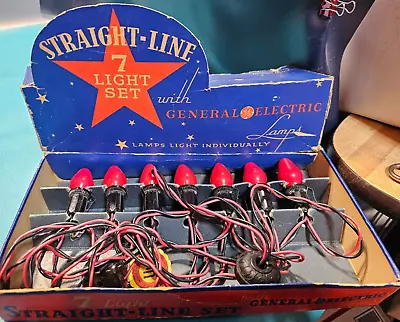 Vintage ROYAL STRAIGHT-LINE Christmas 7 Light C-7 Co Store Display Box GE Lamps • $14.95