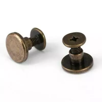£2.22 • Buy 20pcs Solid Brass Chicago Screws Round Head Button Stud Slotted Screws Nail Rive