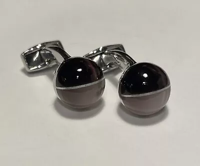 ROBERT TALBOTT Stainless Steel & Black Onyx Marble Cufflinks • $109