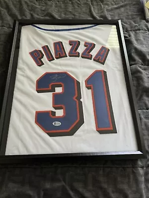 Mike Piazza Signed New York Mets Jersey (Beckett) 1993 Rookie Of Year Shadowbox • $95