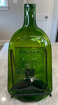 Flattened Wine Bottle Cheese Tray - Melted Green Glass - Woodbridge By Mondavi • $12