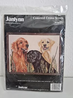 Janlynn Counted Cross Stitch Retrievers 16  X 12  Sealed • £15.99