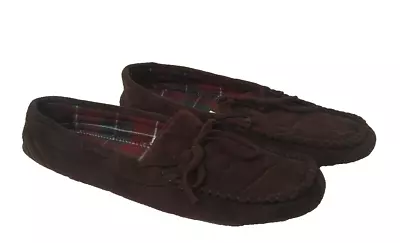 Dearfoam Slippers Brown  Moccasin Red Plaid Insole - Men's 10 • $6.99