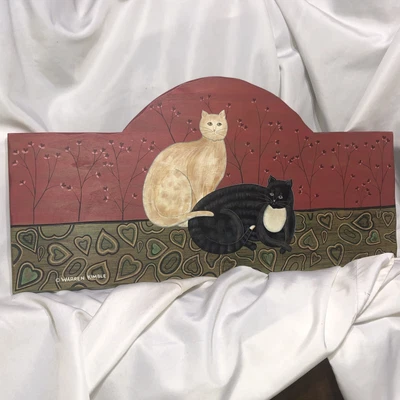 $50 • Buy Warren Kimble Cats Kittens Print On Wood Folk Art Farm Country Primitive 28x14