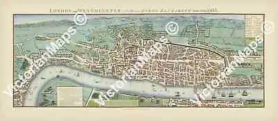 £71.90 • Buy Antique Old Londinium Elizabethan Tudor London Map Agas Wallis Art Poster Print
