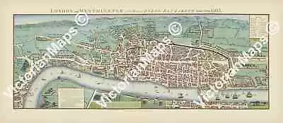 £71.90 • Buy Antique Old Londinium Elizabethan Tudor London Map Agas Wallis Art Poster Print