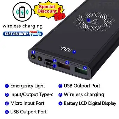 USB Wireless Power Bank Backup Fast Portable Charger External Battery 1000000mAh • $18.91