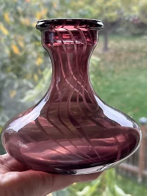 Amethyst Glass Vase With Swirl Hand Blown Purple Bottle Vase Unsigned Swirl Vase • $7.26