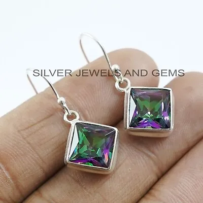 Mystic Topaz Earrings 925 Sterling Silver Handmade Dangle Tiny Jewelry • $33.99