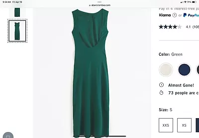 Abercrombie And Fitch Draped High-Neck Shell Midi Dress Size SM Green • $35