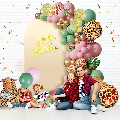 170Pcs Jungle Balloon Garland Arch Kit Animal Printed Pink Sage Green Balloons· • $25.99