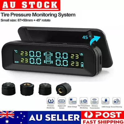 Car TPMS Solar Wireless Tire Tyre Pressure Monitor System LCD Tester+4 Sensors • $36.99