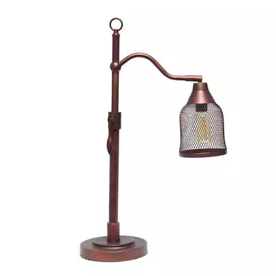 Red Bronze Adjustable Table Lamp With Metal Netted Shade 16 L X 7 W X 25 H • $36.68