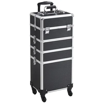 Makeup Train Case 5 In 1 Vanity Cosmetology Case Cosmetic Storage Case On Wheels • £75.99