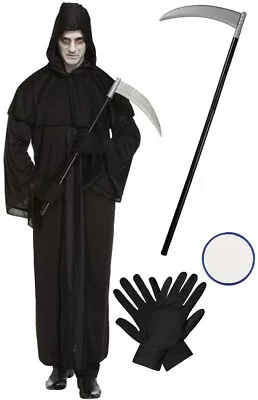 Adult Phantom Of Darkness Grim Reaper Costume Halloween Horror Fancy Dress Set • £5.90