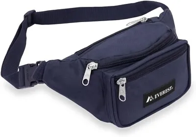 Everest Signature Waist Pack Fanny Pack Unisex Large Size Navy - 3 Compartments • $16