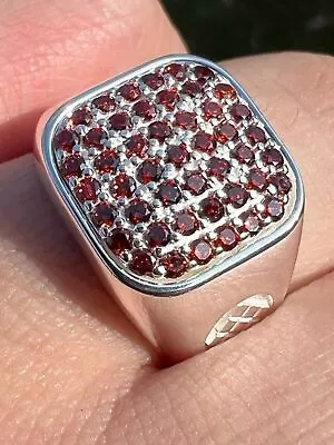 Mens Real Solid 925 Sterling Silver Iced Red Real Big Stone Ring Hip Hop CZ • $45.25