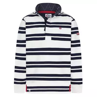 Lazy Jacks Mens LJ39 Super Soft Quarter Zip Stripe Sweatshirt LJ39 Small To 3XL • £54.99