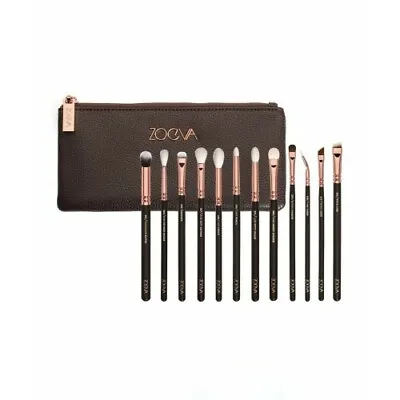 ZOEVA Rose Golden 12 Piece Complete Makeup Brush Eye Set Wt Brush Bag NEW - Auth • $34.87